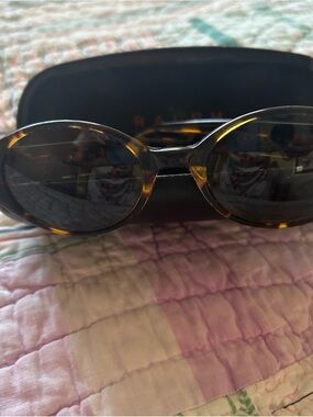 Ralph Lauren Tortoiseshell Oval Sunglasses with Dark Brown Lenses